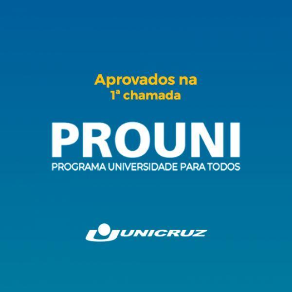 Unicruz divulga a lista dos aprovados pelo PROUNI para o segundo semestre