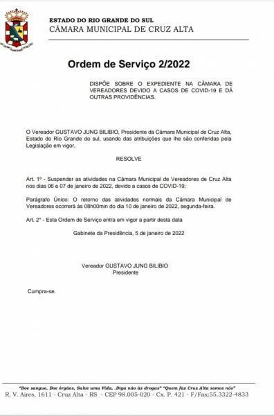 Gustavo Bilibio suspende atividades da Câmara  devido casos de covid-19