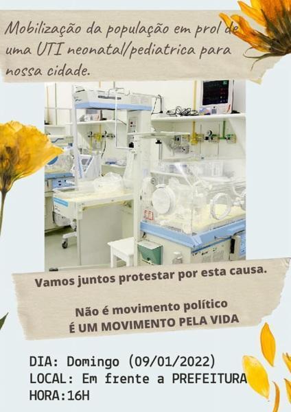 Manifestação pedindo UTI Pediátrica em Cruz Alta será no domingo dia 09