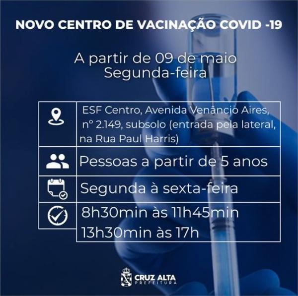 Vacinação contra a covid-19 em Cruz Alta agora concentrada em apenas um local