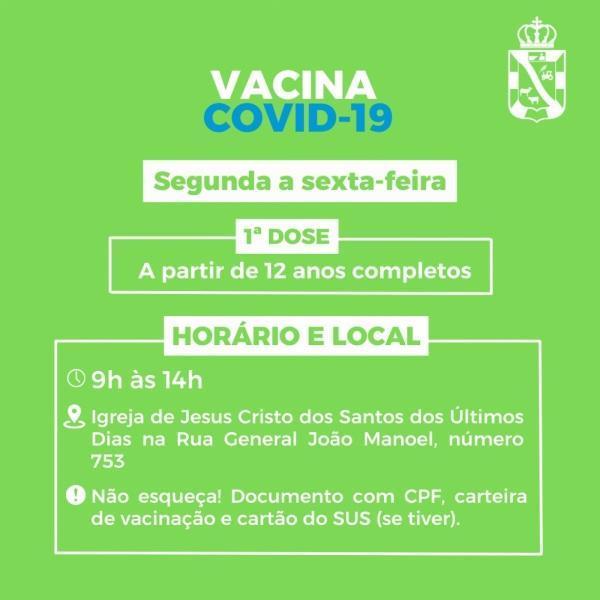 Vacinação contra a covid-19 de 1º, 2º ,3º e 4º doses essa semana em Cruz Alta 