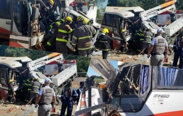 Acidente com ônibus e caminhão deixa oito feridos em Guarani das Missões 