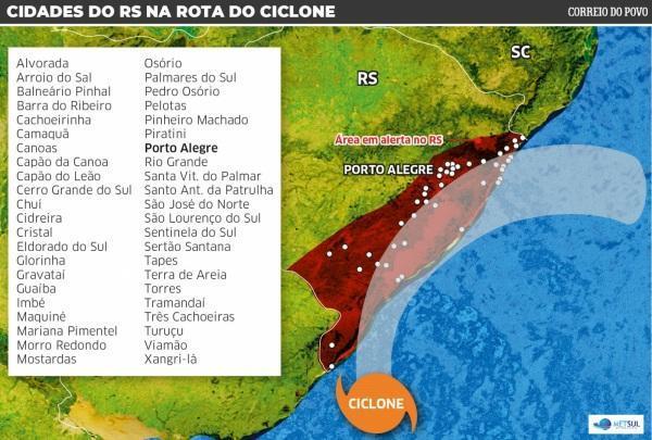 Ciclone no estado: Cidades no caminho do potente ciclone subtropical