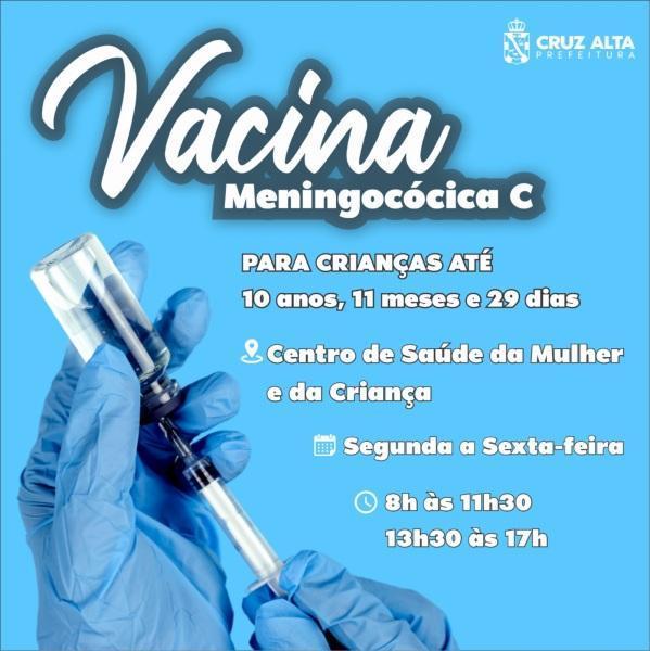 Vacina meningocócica C está disponível para crianças até 10 anos não vacinadas