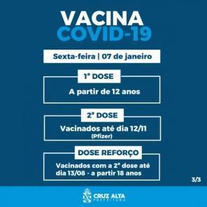 Vacinação contra a Covid-19 segue até sexta-feira em Cruz Alta