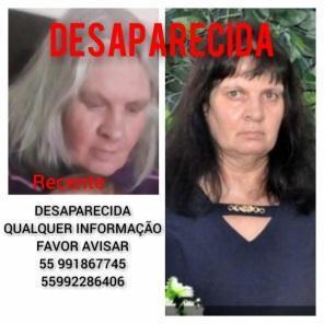 Cruz-Altense de 59 anos está desaparecida;família pede ajuda nas redes sociais
