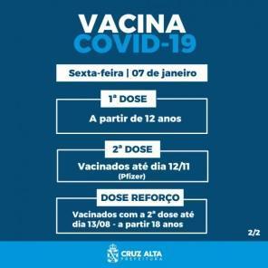 Vacinação contra a covid-19 continua nesta sexta feira em Cruz Alta