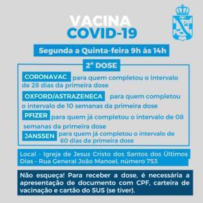 Confira o cronograma de vacinação contra a Covid-19 para terça-feira