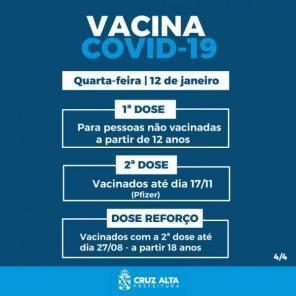 Cruz Alta retoma a vacinação contra Covid-19 na segunda-feira 