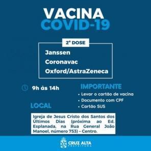Quinta-feira retorna vacinação contra a covid-19 em Cruz Alta