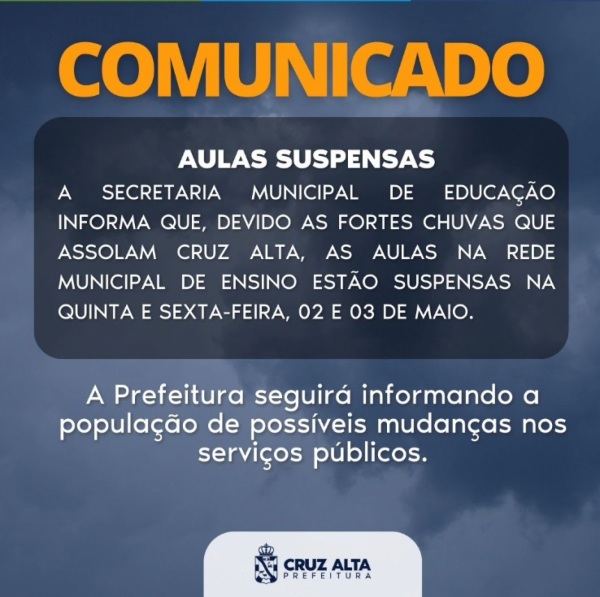 Aulas são suspensas na quinta e sexta na rede estadual e municipal de ensino