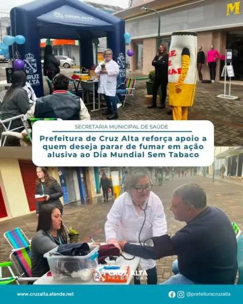 Ação marca o Dia Mundial Sem Tabaco e incentiva pessoas a parar de fumar