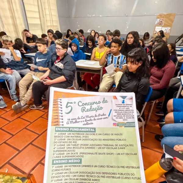 5° Concurso de Redação> Data limite para entrega das redações é no dia 19 