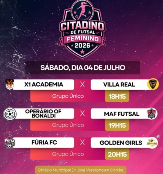 Citadino de Futsal Feminino tem três jogos neste sábado em Cruz Alta