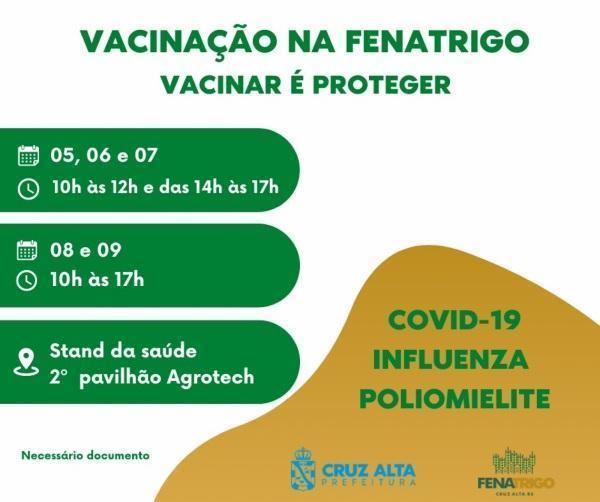 XVI FENATRIGO : Vacinação contra covid-19, influenza e Poliomielite na feira