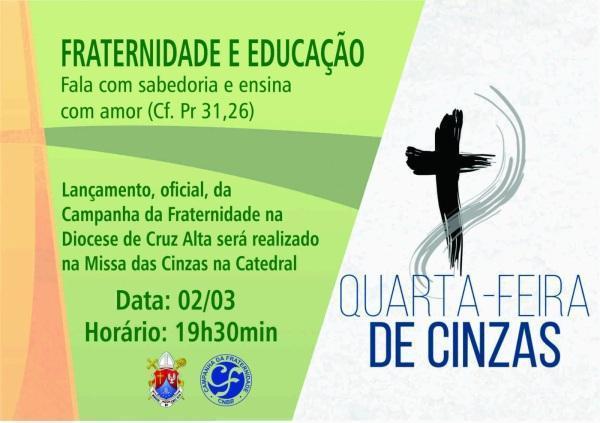 Missa de Quarta de cinzas dá inicio a campanha da Fraternidade da Diocese