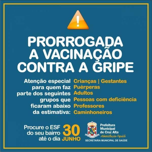 Campanha de Vacinação Contra a Gripe é prorrogada até 30 de junho