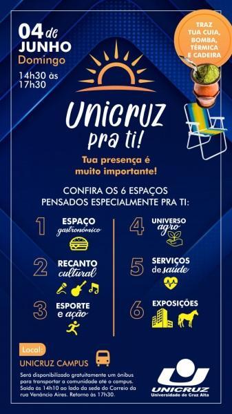 É AMANHÃ: na tarde do domingo tem Unicruz Pra Ti no campus da Unicruz 