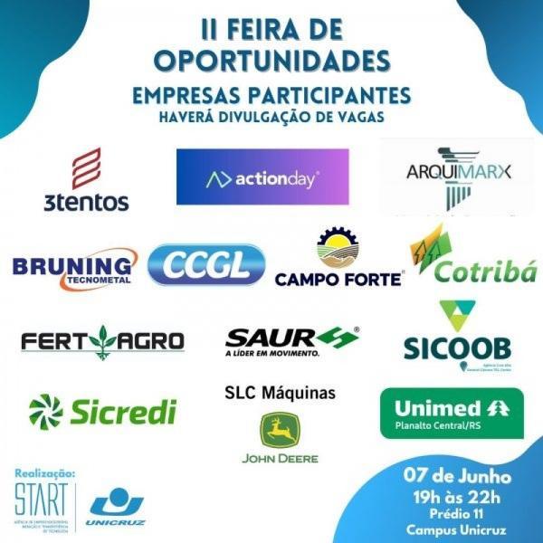 II Feira de Oportunidades da Unicruz será realizada na quarta dia 07 de Junho