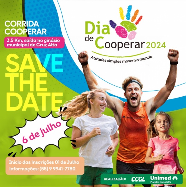 PRÓXIMO SÁBADO> CCGL e Unimed Planalto Central RS realizam a Corrida Cooperar 