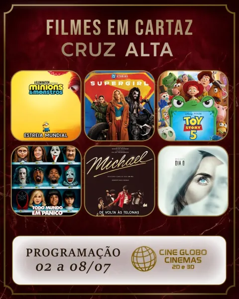 DOMINGO> Confira a programação de filmes no Cine Globo de Cruz Alta