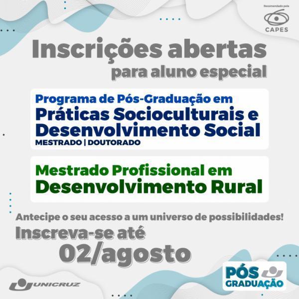 Unicruz abre processo seletivo para aluno especial na Pós-Graduação