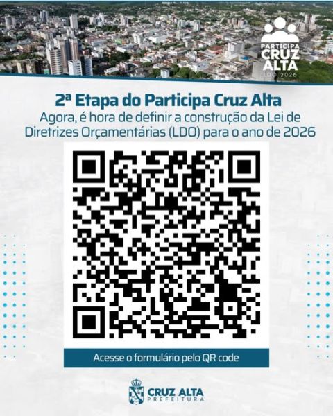 Cruz Alta abre participação popular para definir prioridades da LDO 2026