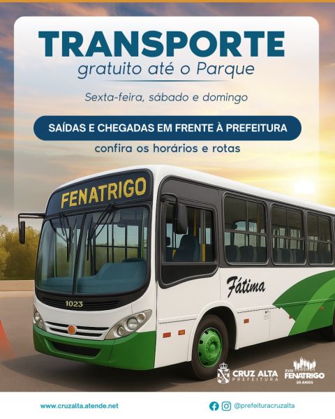 Ônibus gratuitos levam população à XVIII Fenatrigo neste fim de semana