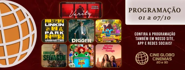 CINEMA> Confira os filmes em Cartaz neste sábado no Cine Globo em Cruz Alta