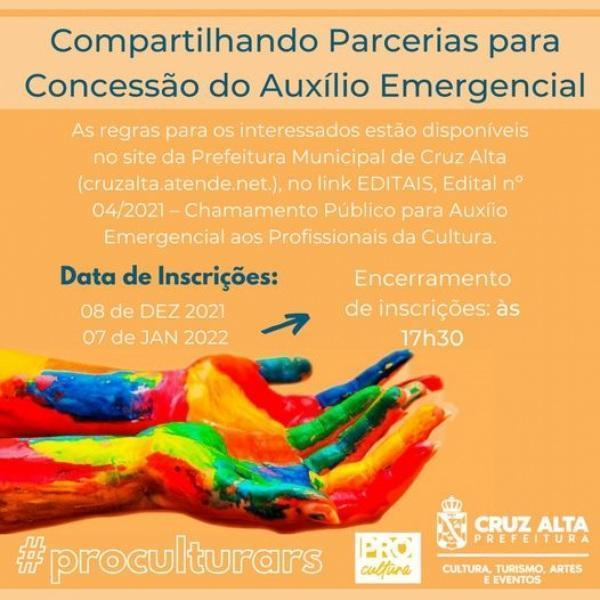 Iniciam dia 8 as inscrições para o auxilio aos profissionais da cultura