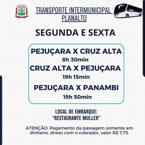 Empresa Planalto fará o transporte intermunicipal no município de Pejuçara