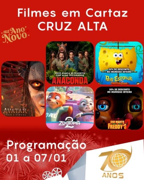 DOMINGO: Confira a programação de filmes  no Cine Globo de Cruz Alta