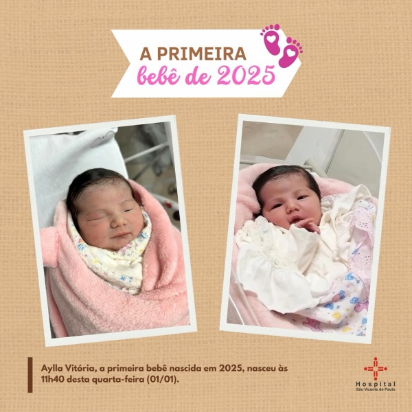 Aylla Vitória é a primeira bebê nascida em Cruz Alta no ano de 2025