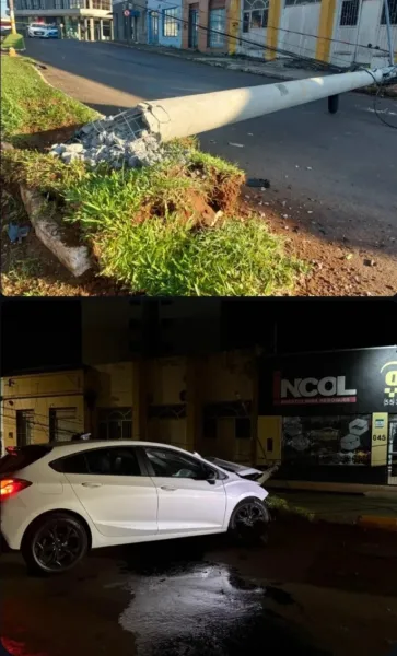 Grave acidente derruba poste e interdita viaduto da Lomba em Cruz Alta