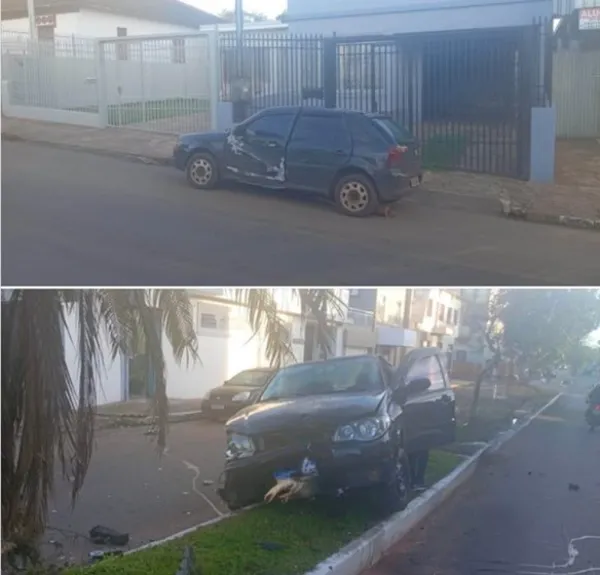 Colisão entre dois carros deixa danos materiais no Centro de Cruz Alta