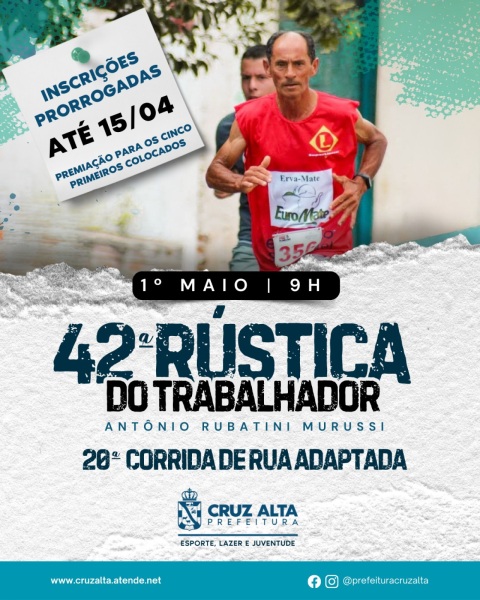 42ª Rústica do trabalhador tem inscrições prorrogadas até o dia 15 de Abril