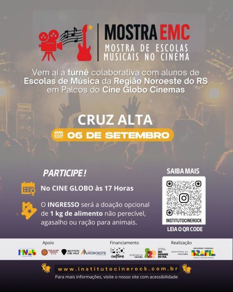 Cruz Alta recebe Mostra de Escolas Musicais no Cinema neste sábado