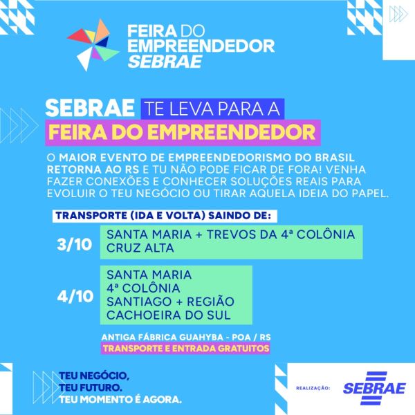 Feira do Empreendedor terá transporte gratuito para Cruz Alta e região