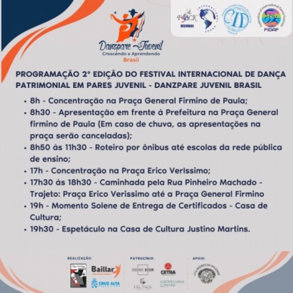 Danzpare Juvenil será realizado na próxima quinta dia 07 em Cruz Alta