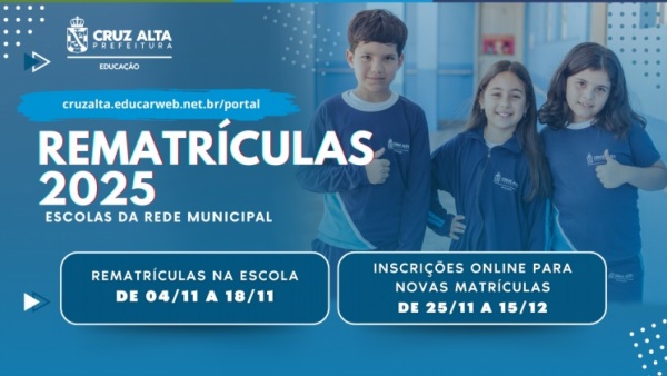 REMATRÍCULAS REDE MUNICIPAL> Começou na segunda dia 04 e vai até o dia 18