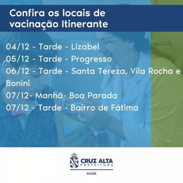 Cruz Alta terá vacinação itinerante nesta semana; hoje será na ESF Lizabel