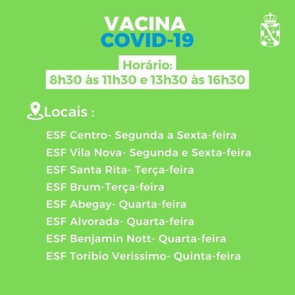 Vacinação contra a covid-19 descentralizada: hoje ESF Centro e ESF Vila Nova