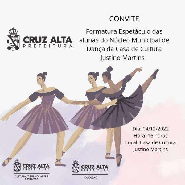 É hoje o Espetáculo de Formatura do Núcleo de Dança da Casa de cultura