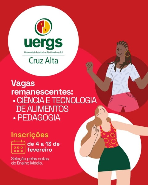 UERGS> Vagas remanescentes tem inscrições abertas até o dia 13 de Fevereiro
