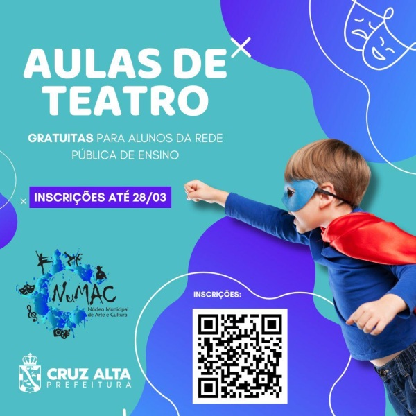 Seguem abertas as inscrições para o Núcleo de Teatro em Cruz Alta