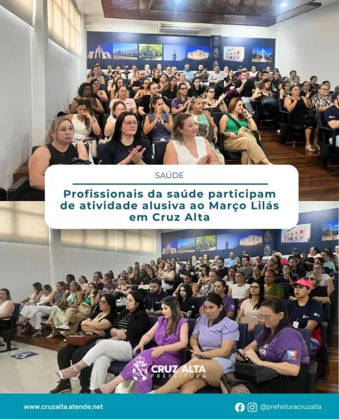 Profissionais da saúde participam de atividade alusiva ao Março Lilás