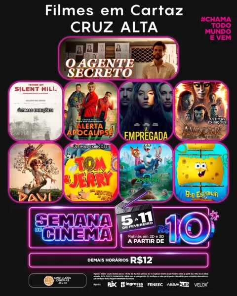 DOMINGO: Confira a programação de filmes no Cine Globo de Cruz Alta