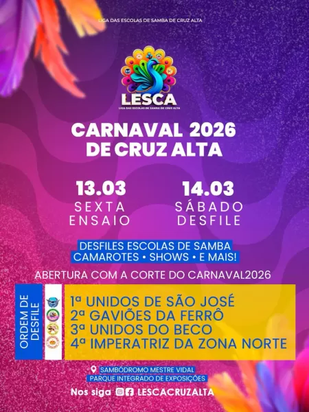 Carnaval de Cruz Alta 2026 já tem datas e venda de ingressos