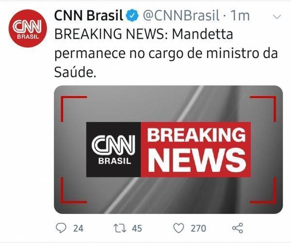 Mandetta segue Ministro da Saúde 