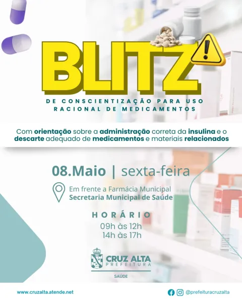 Cruz Alta promove blitz de conscientização sobre uso racional de medicamentos